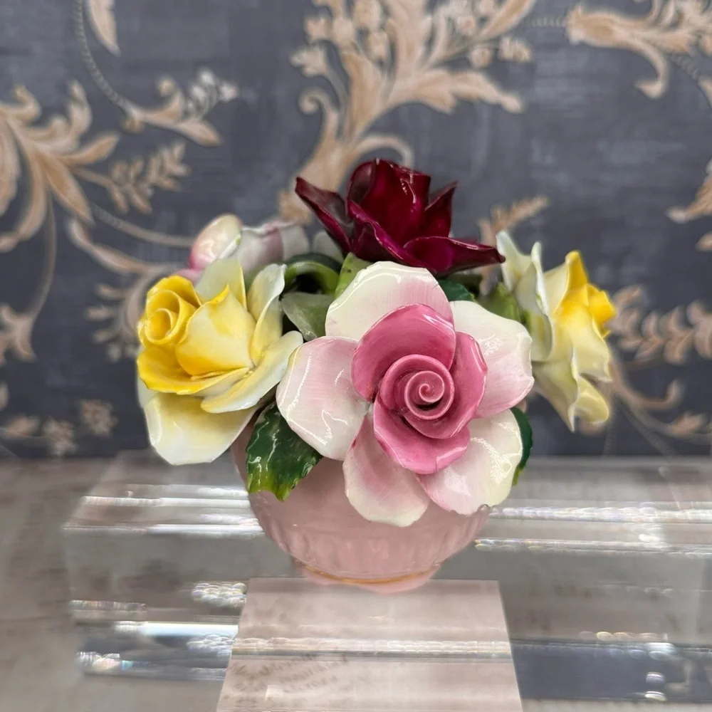 Vintage Staffordshire Bone China Floral Arrangement England Hand Painted